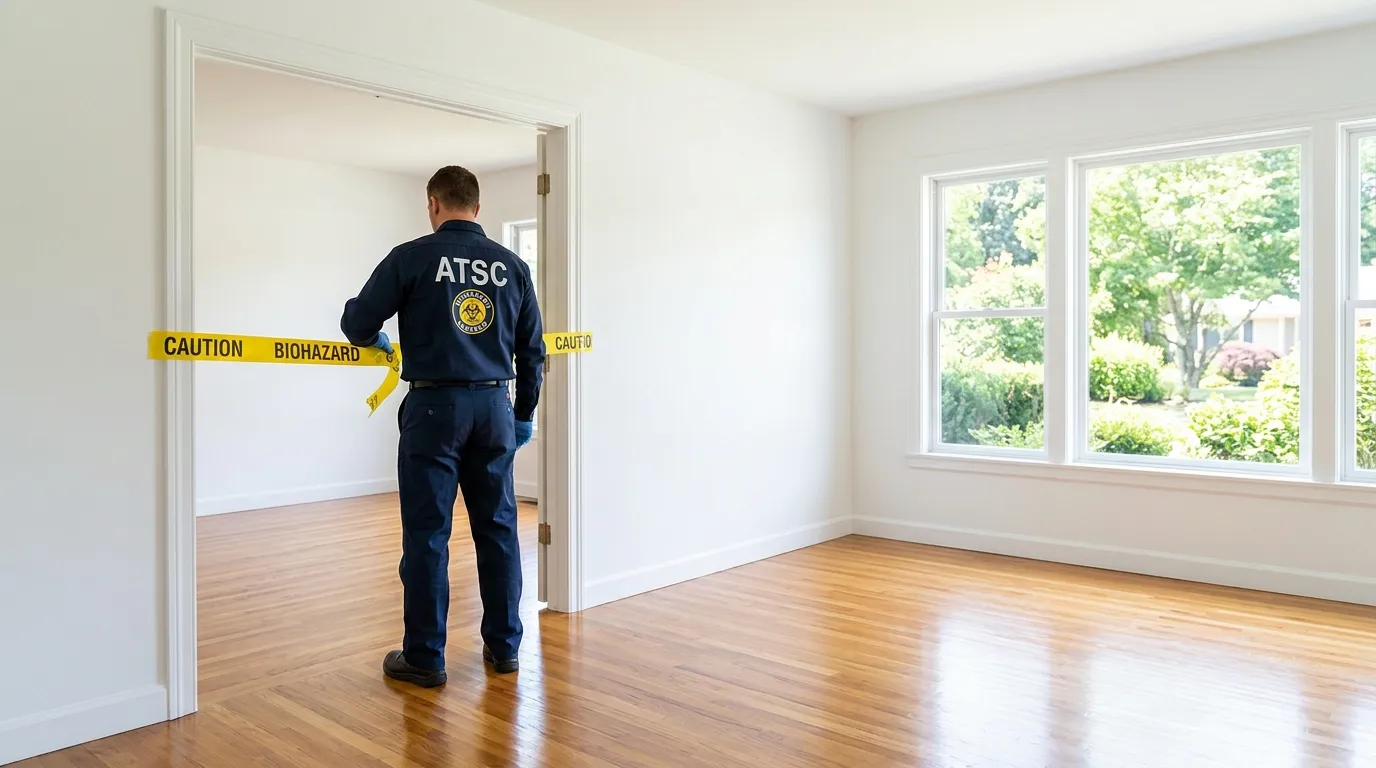 Certified biohazard cleanup crew performing Decomposition Cleanup in Jamestown
